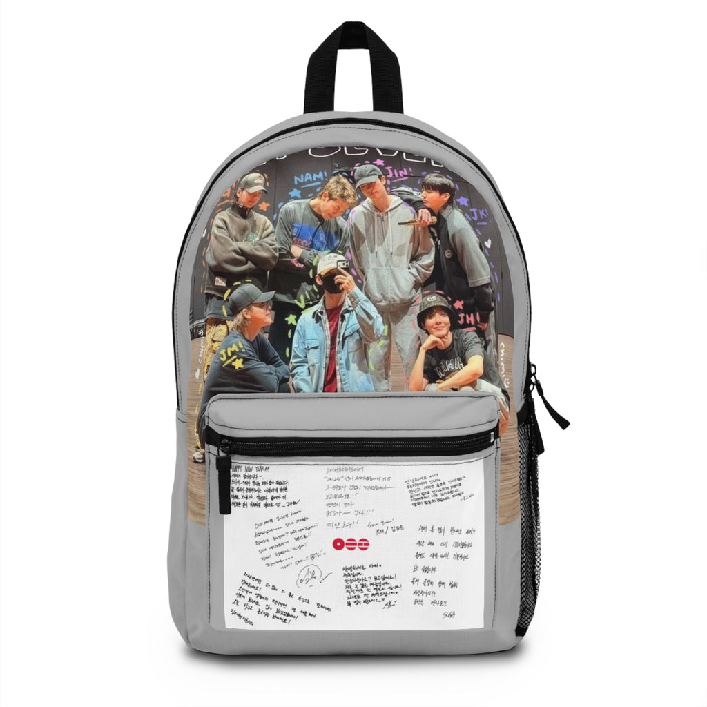 K-Pop Group Photo Backpack with Lyrics Collage – Fan School Bag