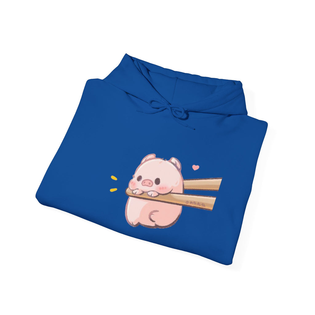 Cute Piggy in Chopsticks Hoodie — Kawaii Pig Graphic Sweatshirt