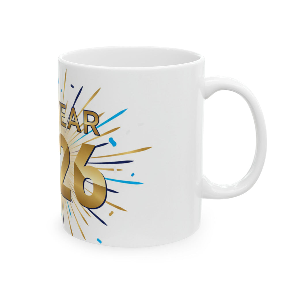 New Year 2026 Mug | Gold Confetti Ceramic Coffee Cup