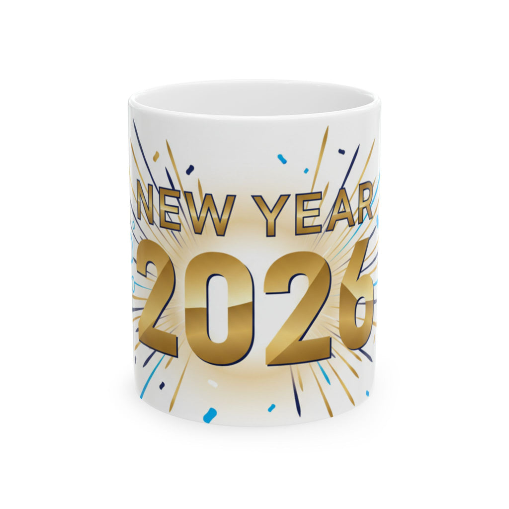 New Year 2026 Mug | Gold Confetti Ceramic Coffee Cup