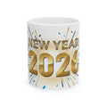 New Year 2026 Mug | Gold Confetti Ceramic Coffee Cup