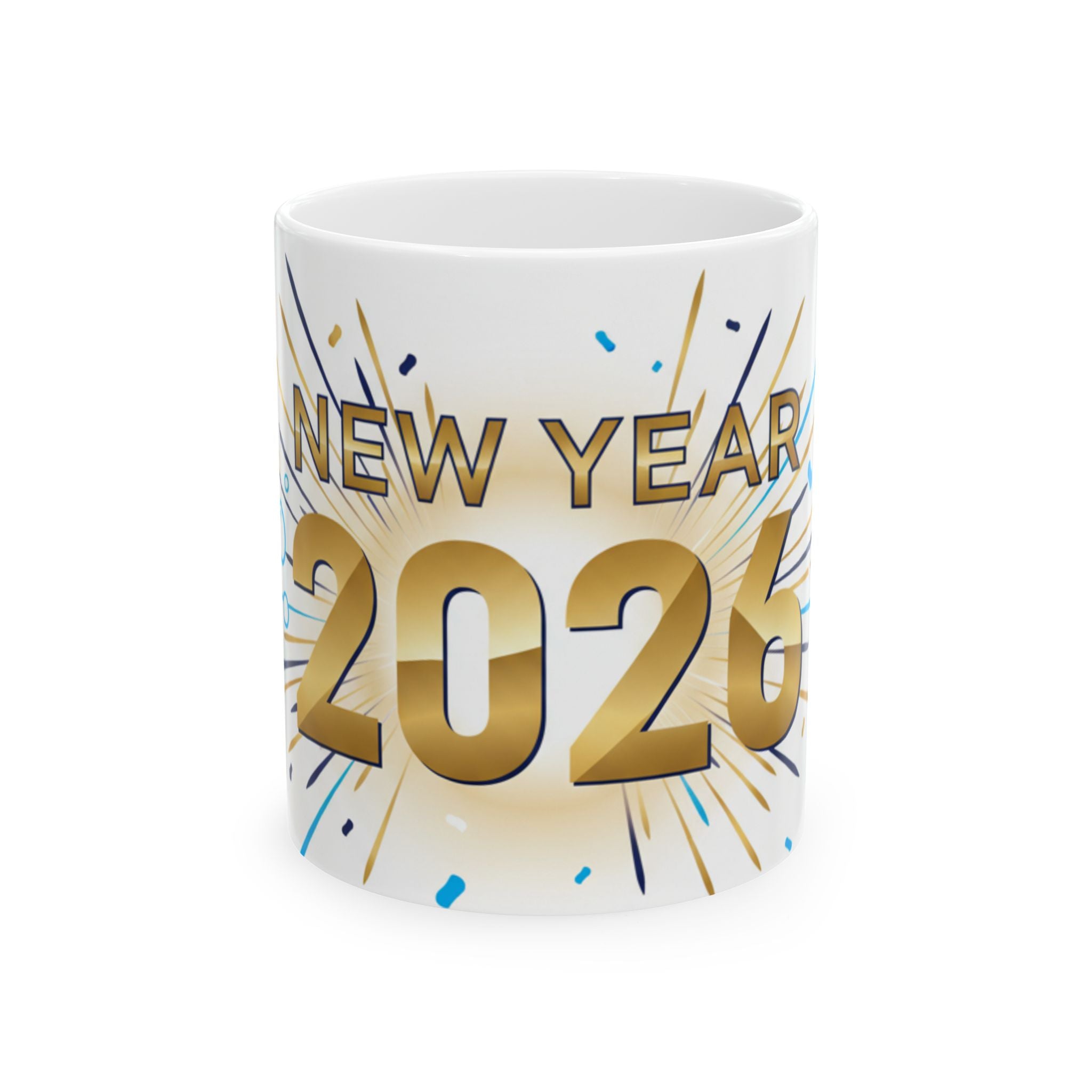 New Year 2026 Mug | Gold Confetti Ceramic Coffee Cup
