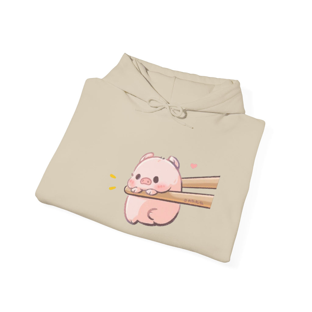 Cute Piggy in Chopsticks Hoodie — Kawaii Pig Graphic Sweatshirt
