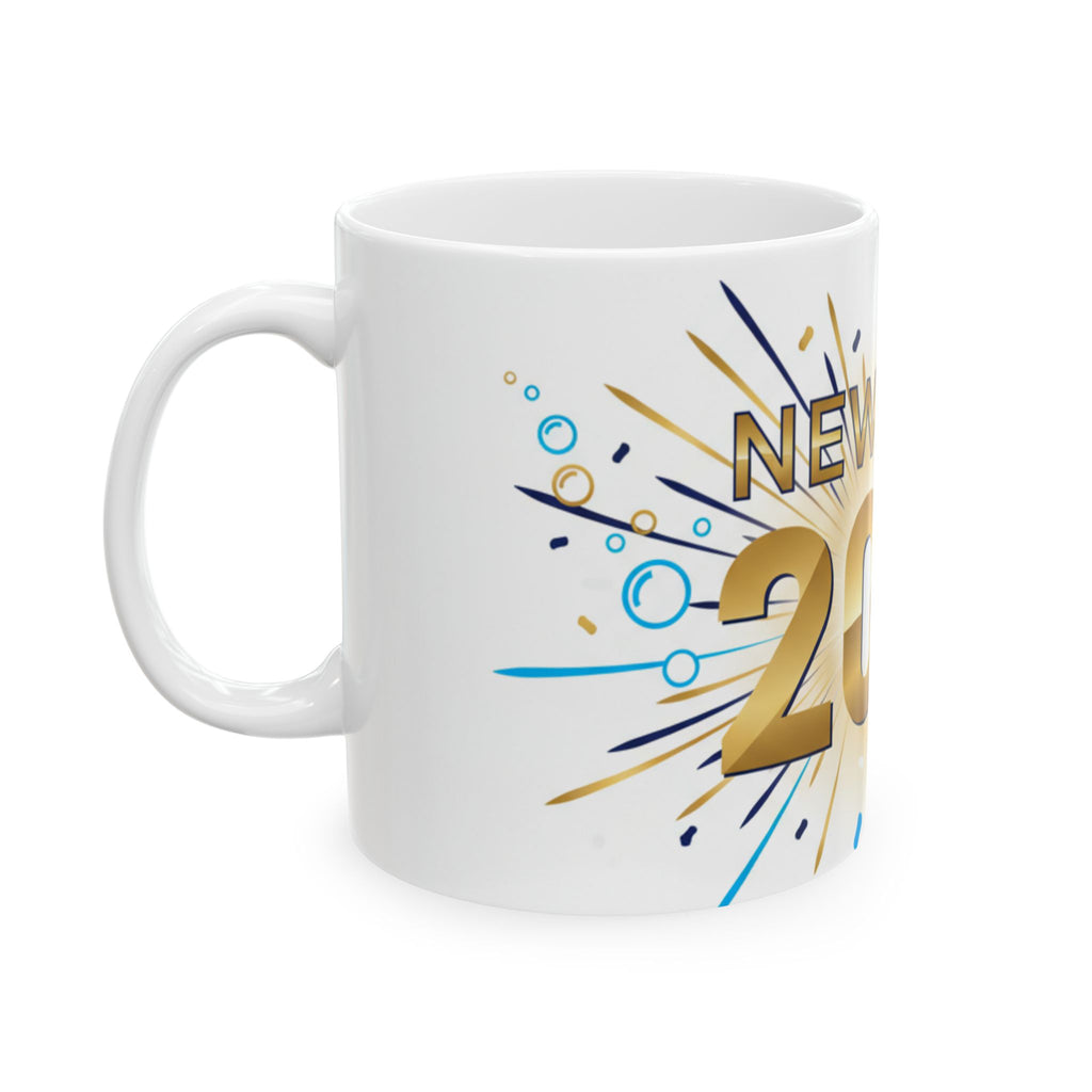 New Year 2026 Mug | Gold Confetti Ceramic Coffee Cup