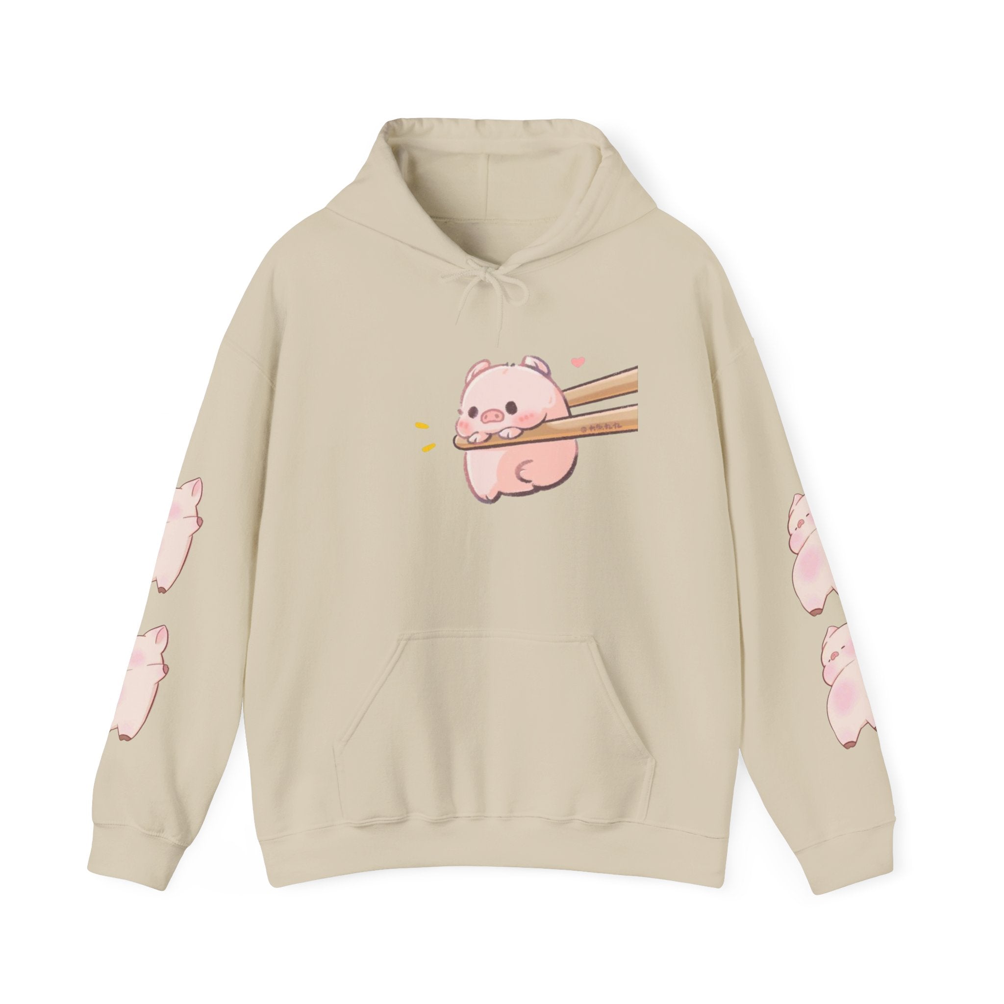 Cute Piggy in Chopsticks Hoodie — Kawaii Pig Graphic Sweatshirt