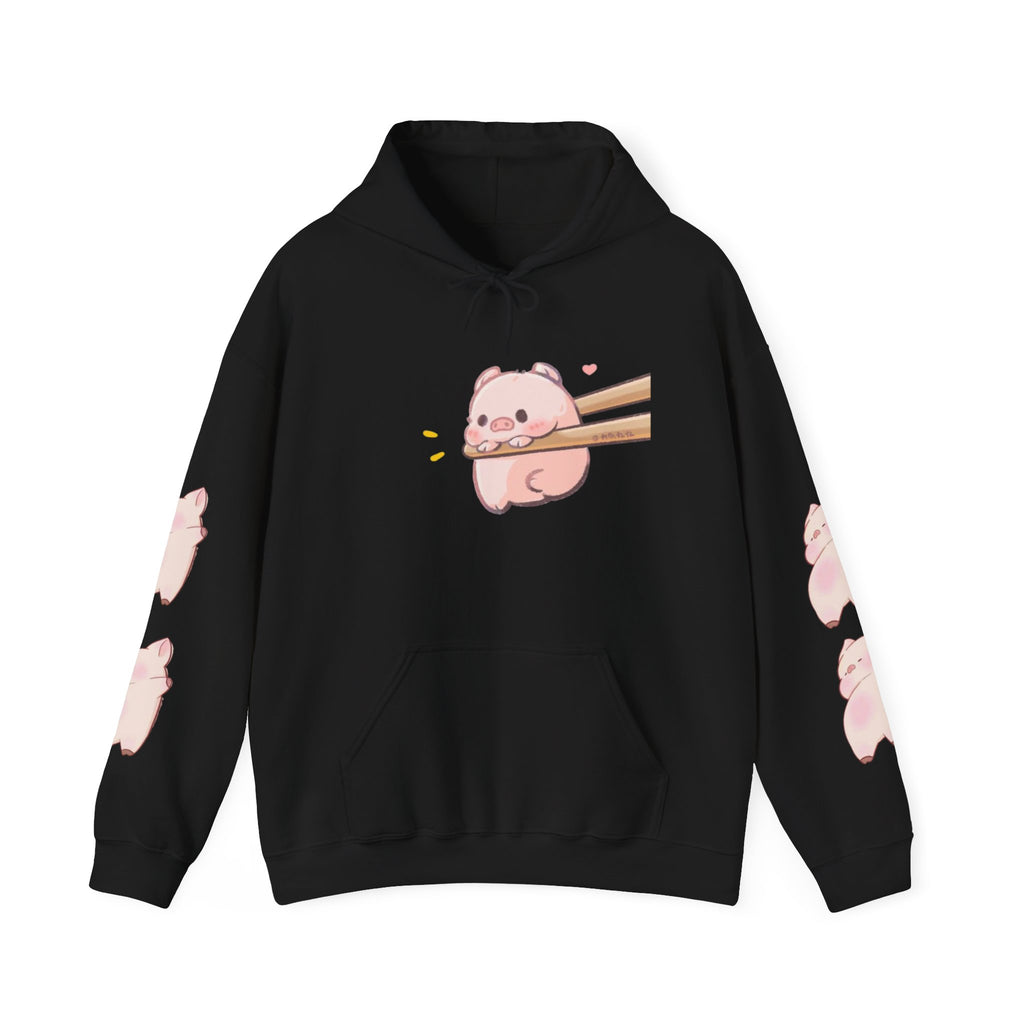 Cute Piggy in Chopsticks Hoodie — Kawaii Pig Graphic Sweatshirt