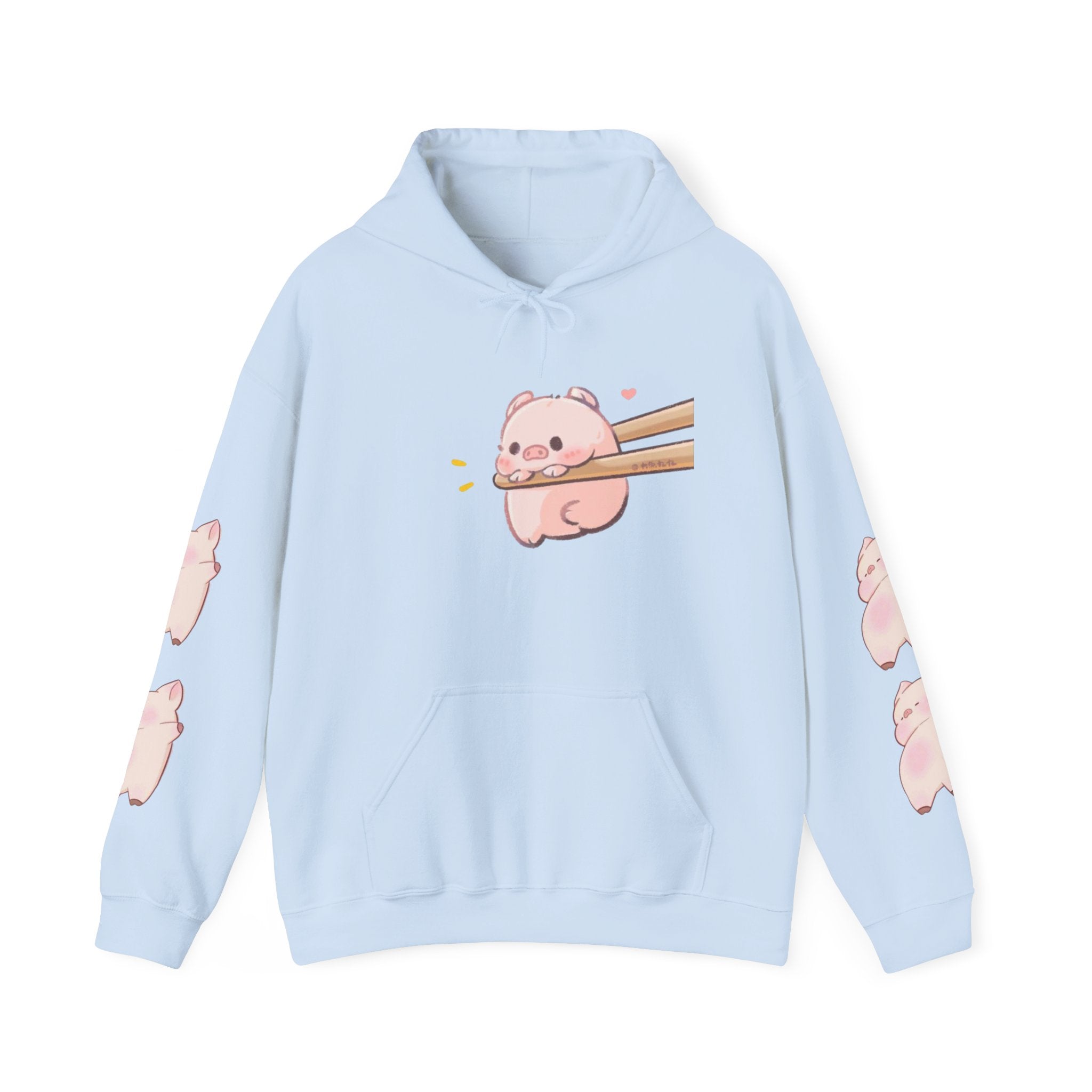 Cute Piggy in Chopsticks Hoodie — Kawaii Pig Graphic Sweatshirt