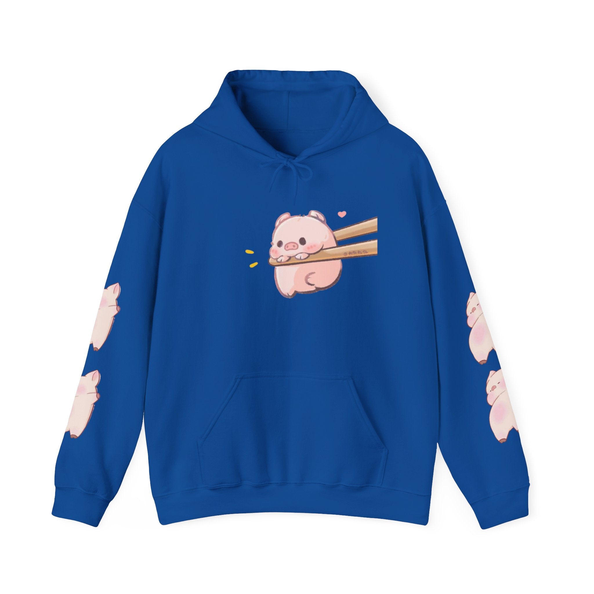 Cute Piggy in Chopsticks Hoodie — Kawaii Pig Graphic Sweatshirt